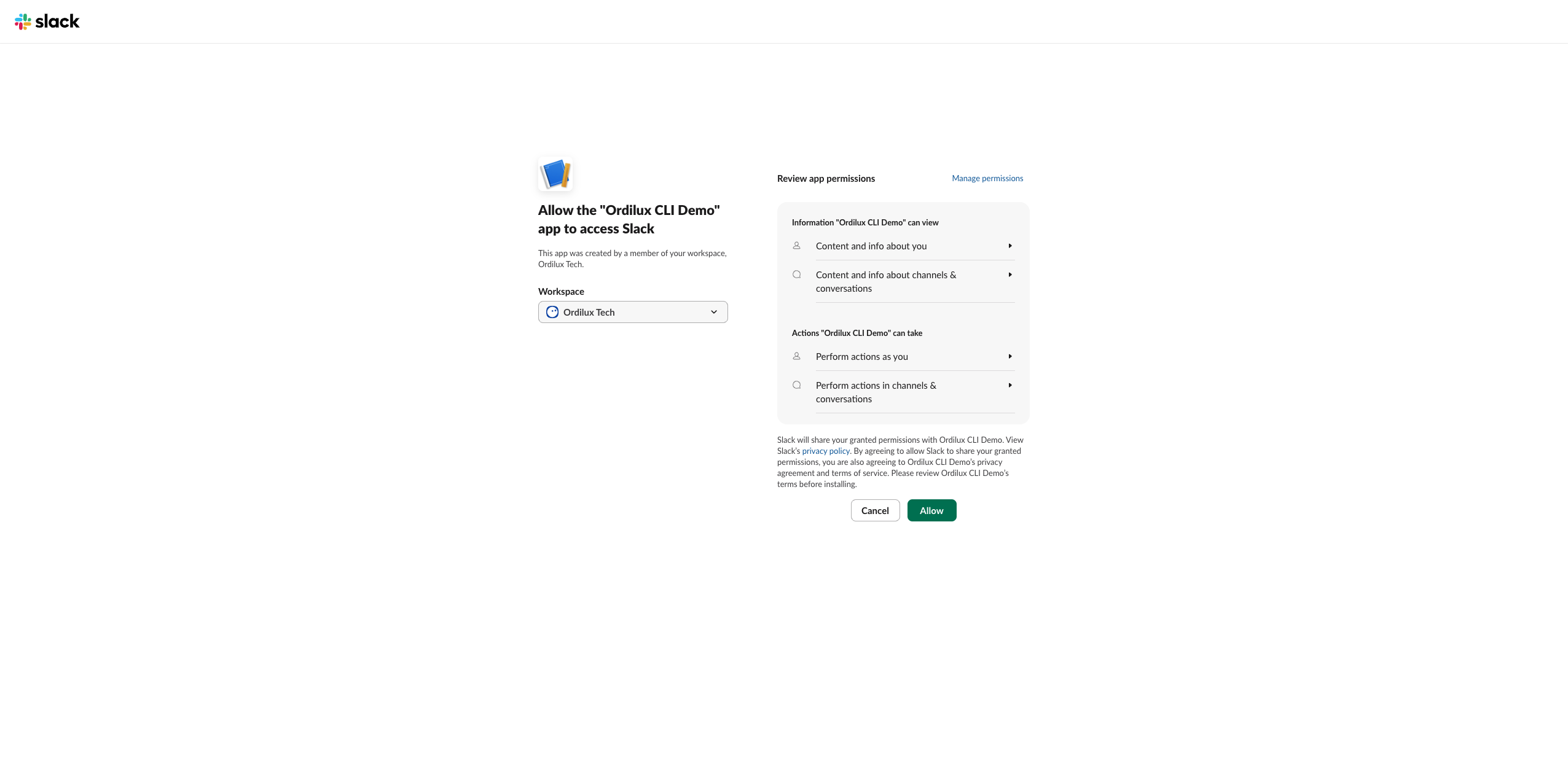 OAuth 同意畫面寫著 Perform actions as you